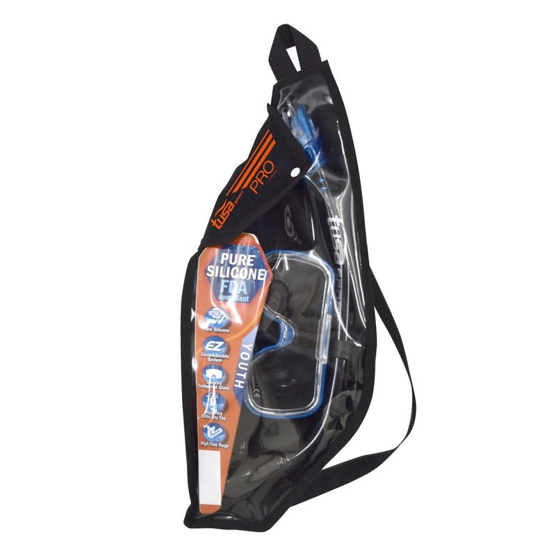 TUSA Sport Youth Mini-Kleio Mask and Dry Snorkel Combo Set, Black/Fishtail Blue, (UC-2022P-BKFB) - Image 4